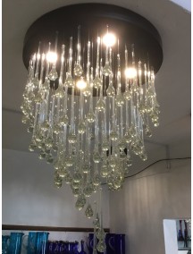 Candil Espiral Grande Gotas Cristal 